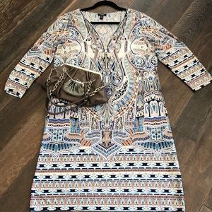 Medium mix blues and brown tone zipper dress dress